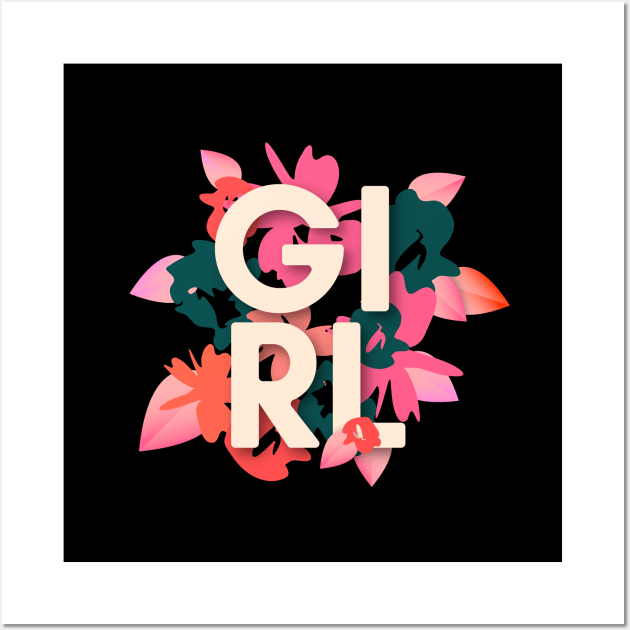 girl flower leaves Wall Art by Mako Design 